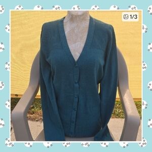 Eddie Bauer Teal Cardigan Sweater Size Medium